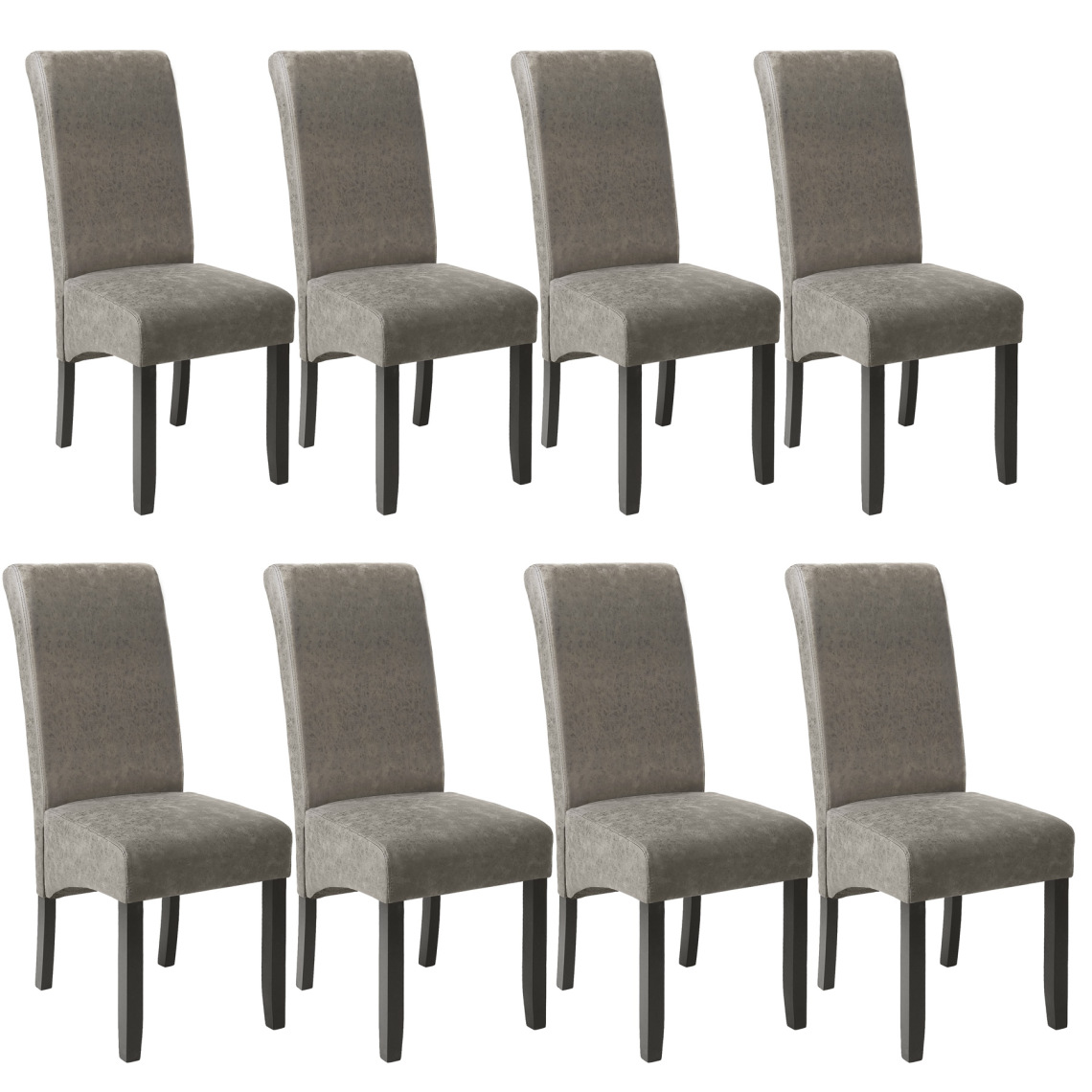 Tectake - Lot de 8 chaises aspect cuir - gris marbré - Chaises