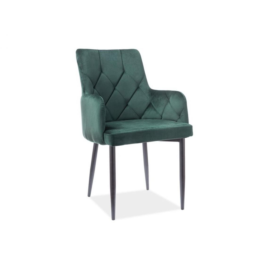 Hucoco - RICAROF - Chaise style glamour salon/salle à manger - 88x57x45 cm - Vert - Chaises