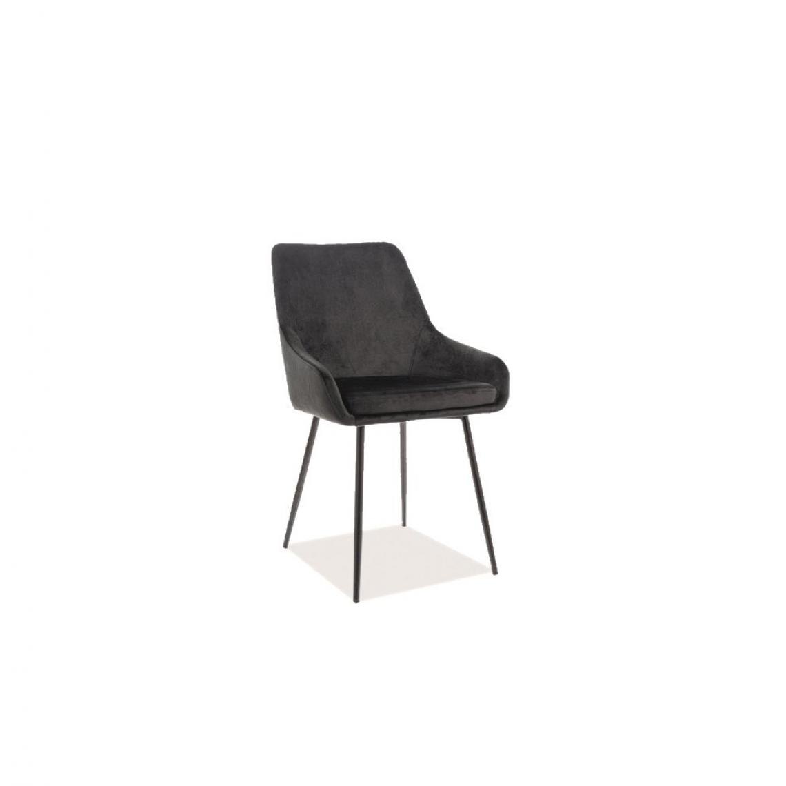 Ac-Deco - Chaise en velours - Albi - L 39 x P 45 x H 83 cm - Noir - Chaises