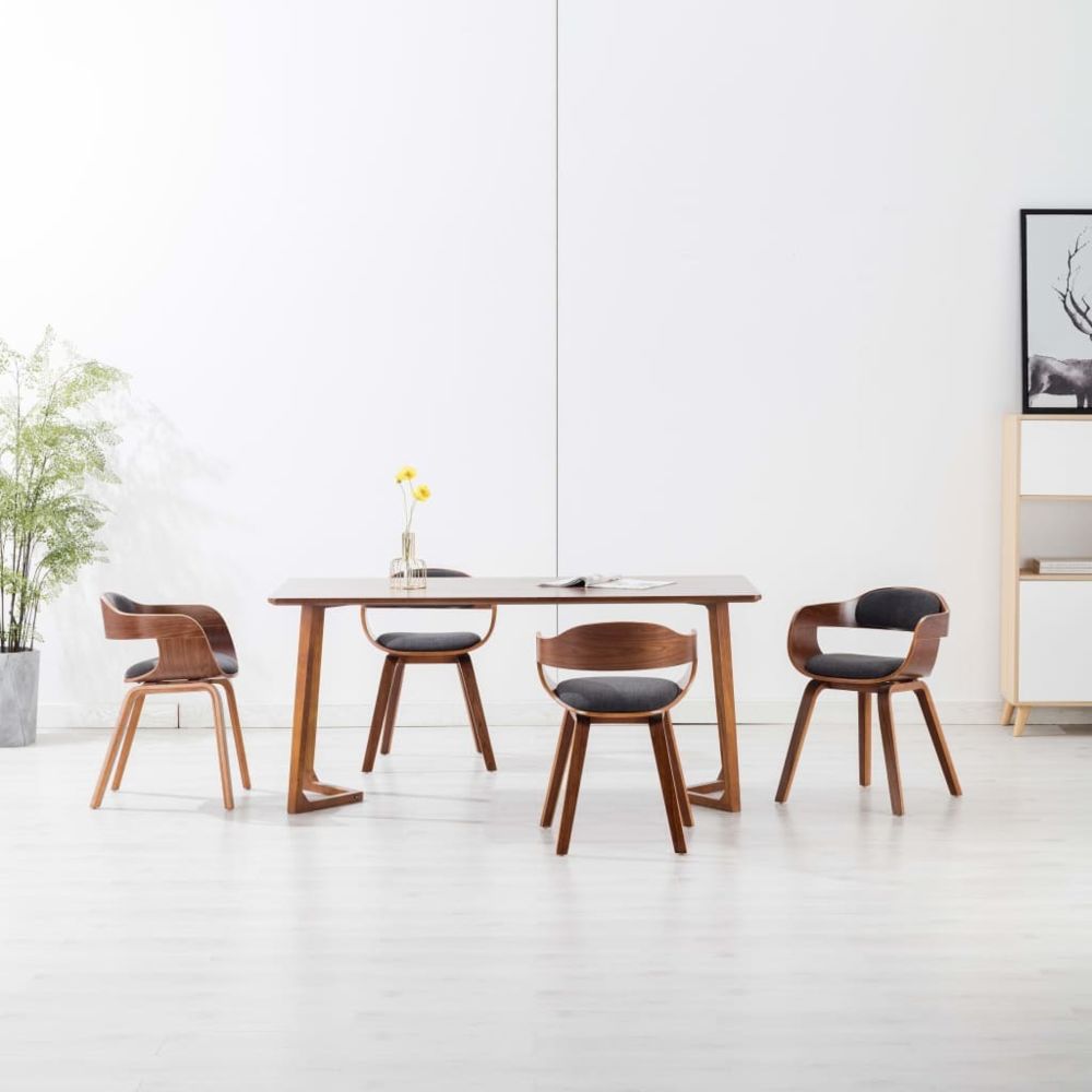 marque generique - Superbe Fauteuils et chaises categorie Tallinn Chaises de salle à manger 4 pcs Gris foncé Tissu et bois courbé - Chaises