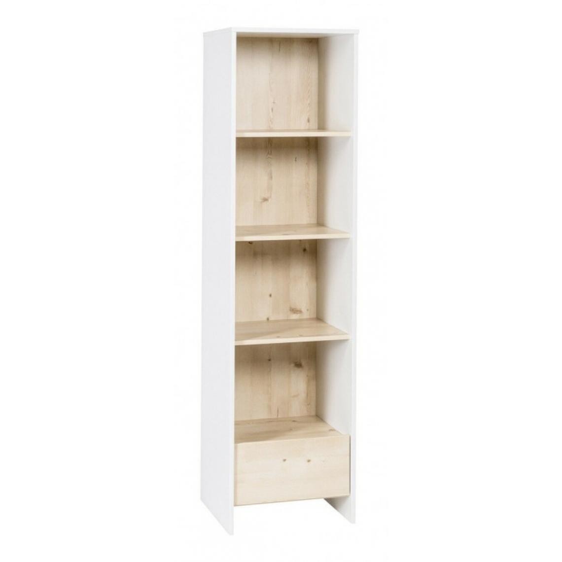 Schardt - Bibliothèque 4 niveaux 1 tiropir bois blanc et pin clair Timber L 44 x H 166 x P 42 cm - Etagères