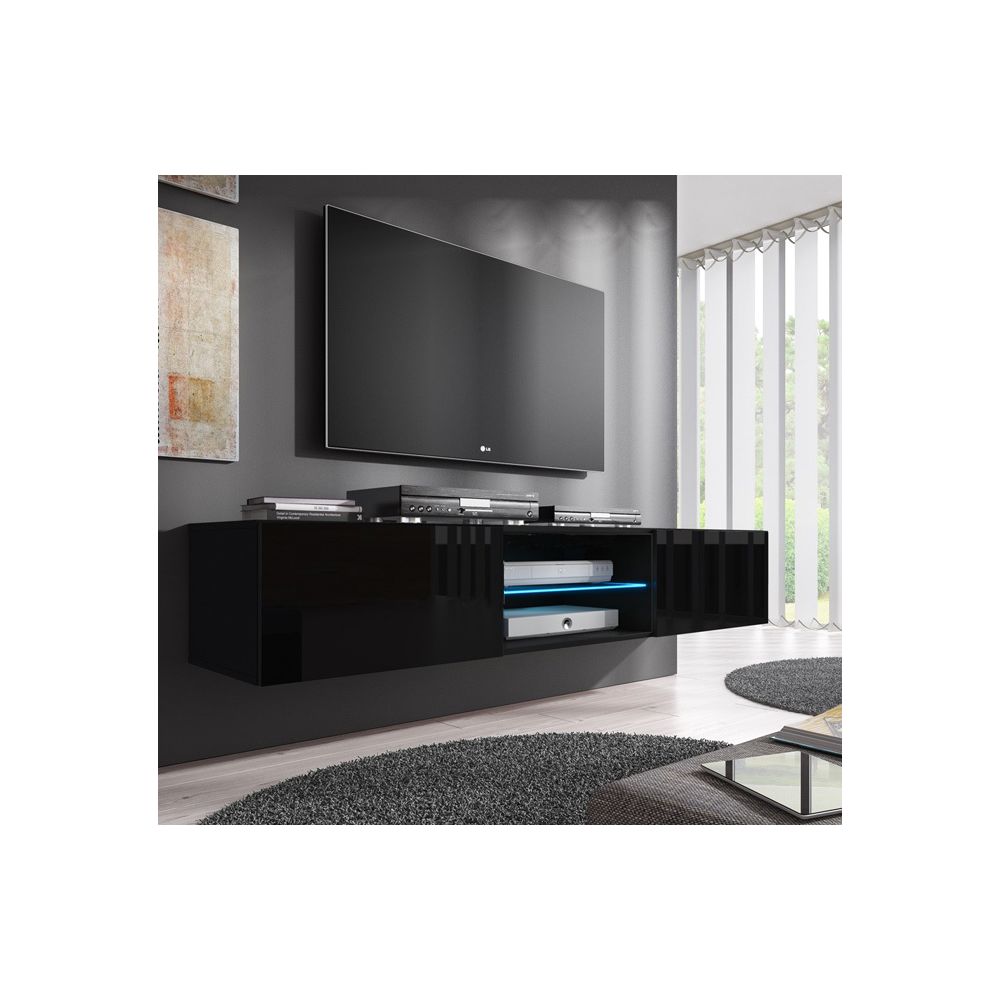 Design Ameublement - Meuble TV modèle Tibi (160 cm) noir - Meubles TV, Hi-Fi