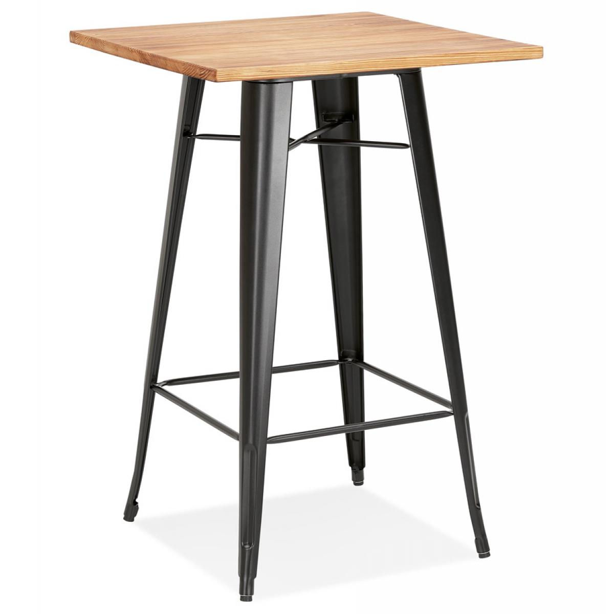 Alterego - Table haute style industriel 'DARIUS' en bois foncé et pieds en métal noir - Tables à manger