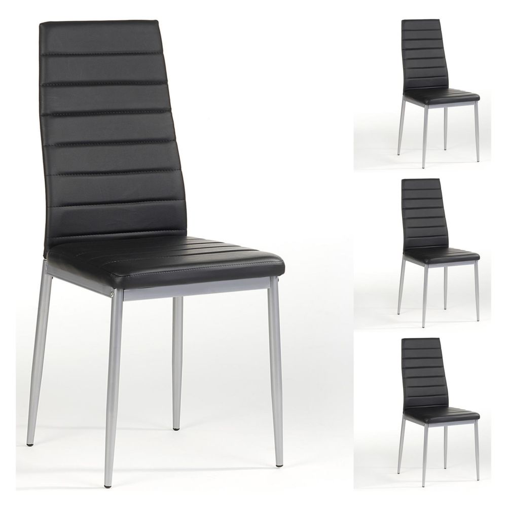 Idimex - Lot de 4 chaises NATHALIE, en synthétique noir - Chaises