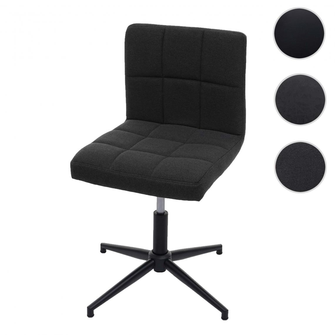 Mendler - Chaise de salle à  manger Kavala II, chaise de cuisine ~ tissu/textile gris foncé, pied noir - Chaises