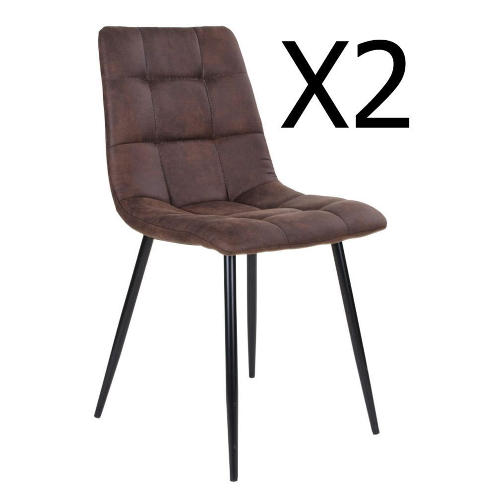 Pegane - Lot de 2 chaises de salle à manger coloris marron foncé en microfibre - Dim : 55 x 44 x 86 cm -PEGANE- - Chaises