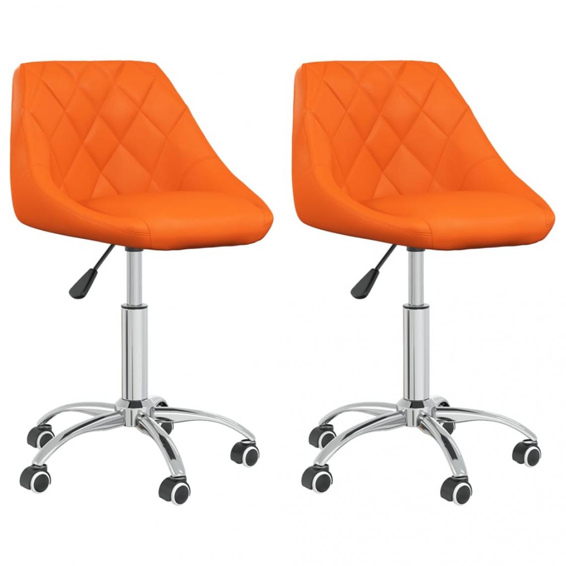Vidaxl - vidaXL Chaises pivotantes de salle à manger 2 pcs Orange Similicuir - Chaises
