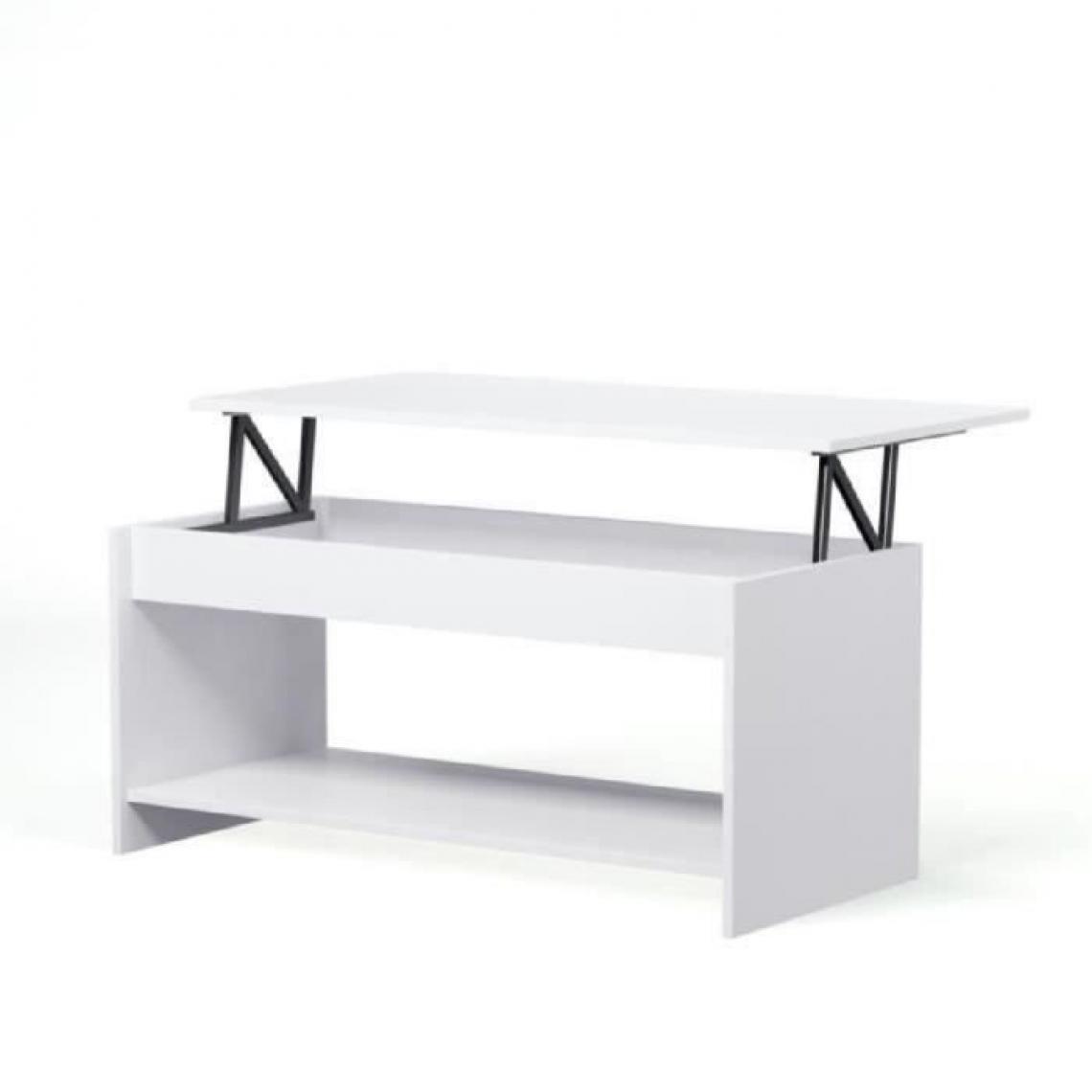Cstore - HAPPY - table basse relevable style contemporain blanc mat - l 100xl 50 cm - Tables basses