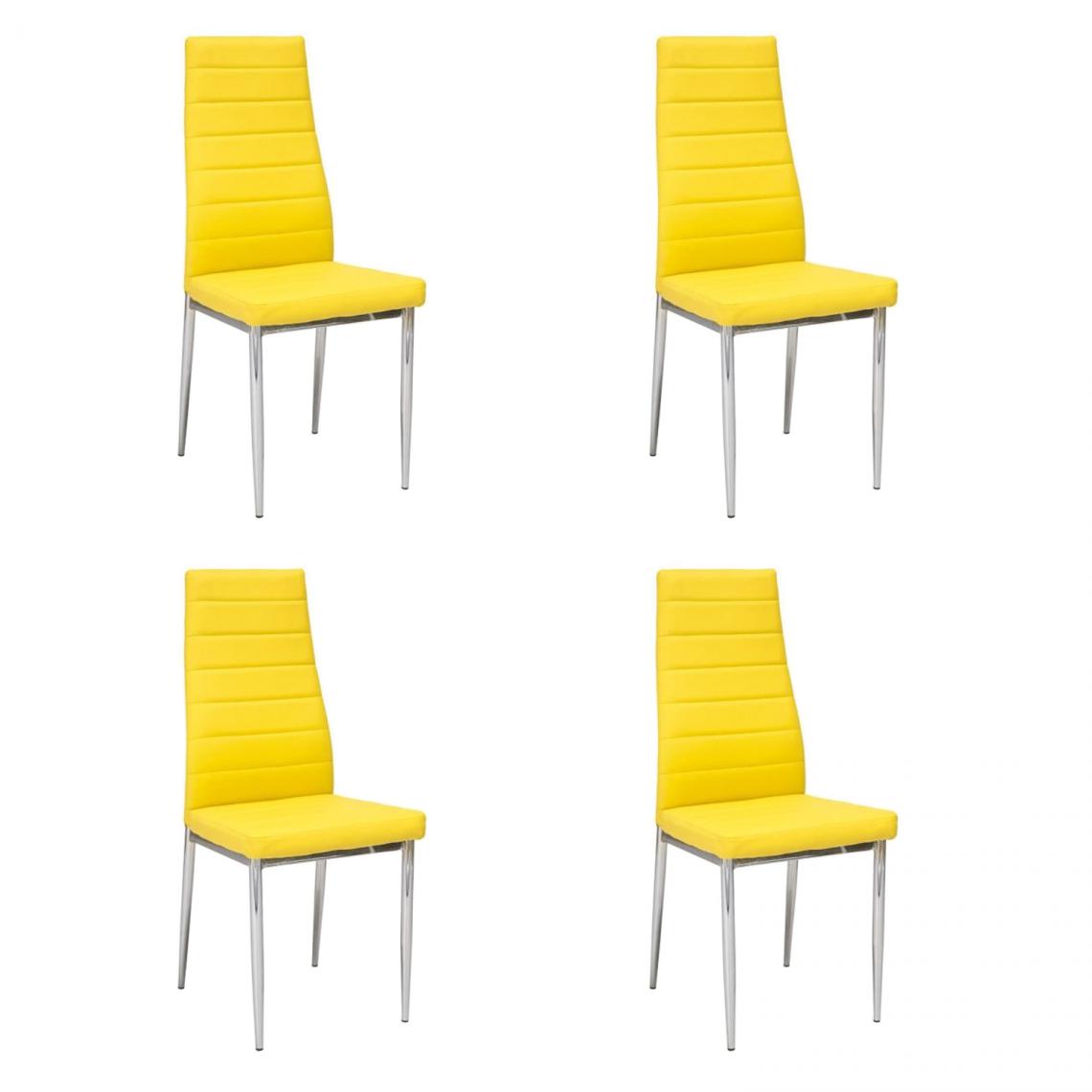Hucoco - JOSSAN - Lot de 4 chaises élégantes pour salle à manger et salon - 96x40x38 cm - Similicuir - Jaune - Chaises