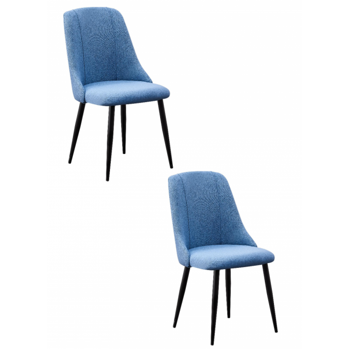 Ac-Deco - Lot de 2 chaises en tissu - Yaya - L 49 x l 47 x H 82 cm - Bleu - Chaises