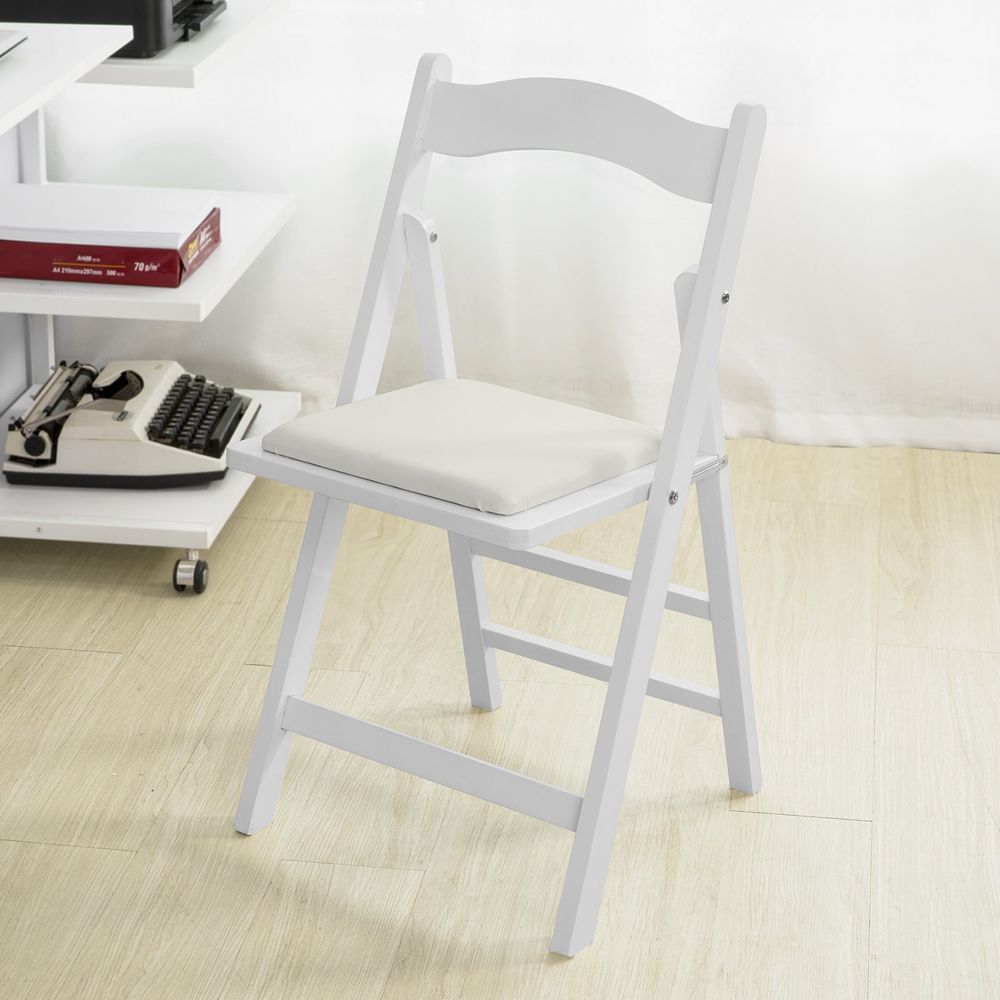 Sobuy - SoBuy® FST06-W Chaise pliante en bois avec assise rembourrée, Chaise pliable pour Cuisine, Bureau - Chaises
