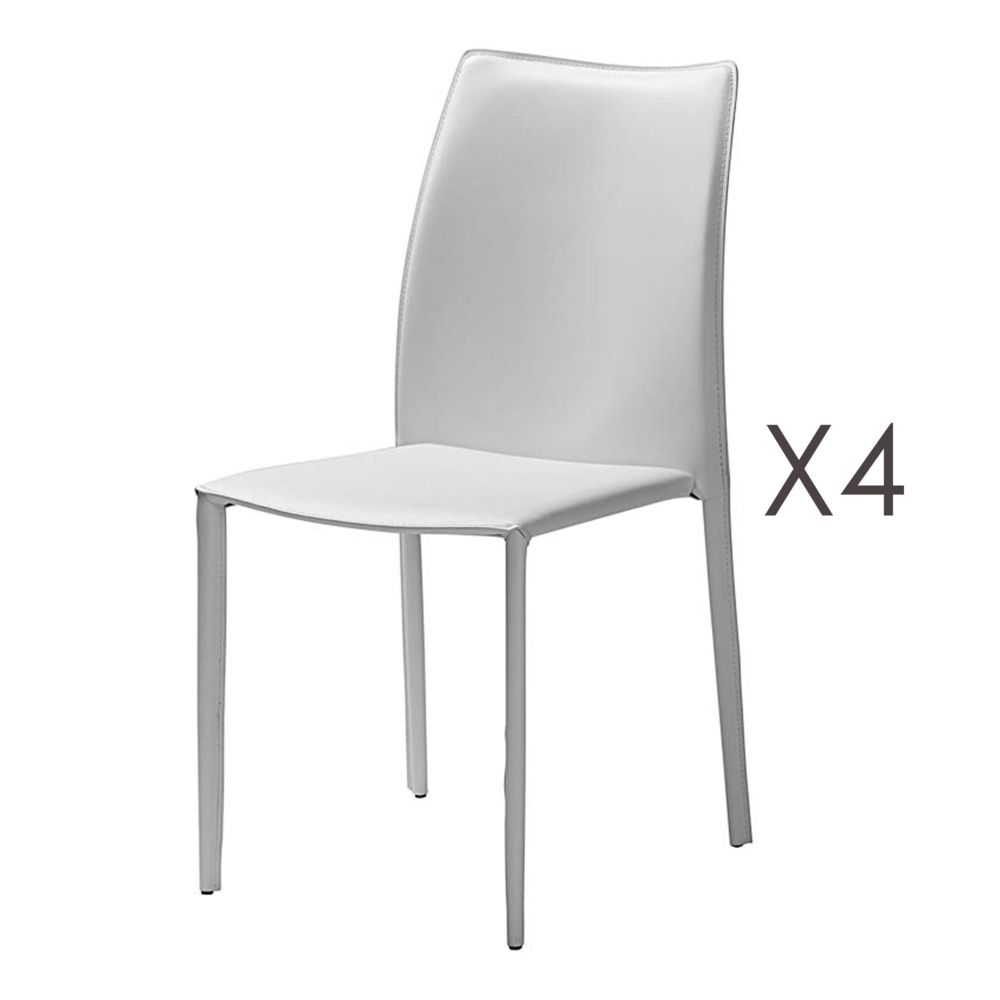 marque generique - Lot de 4 chaises repas coloris blanc - KIMY - Chaises