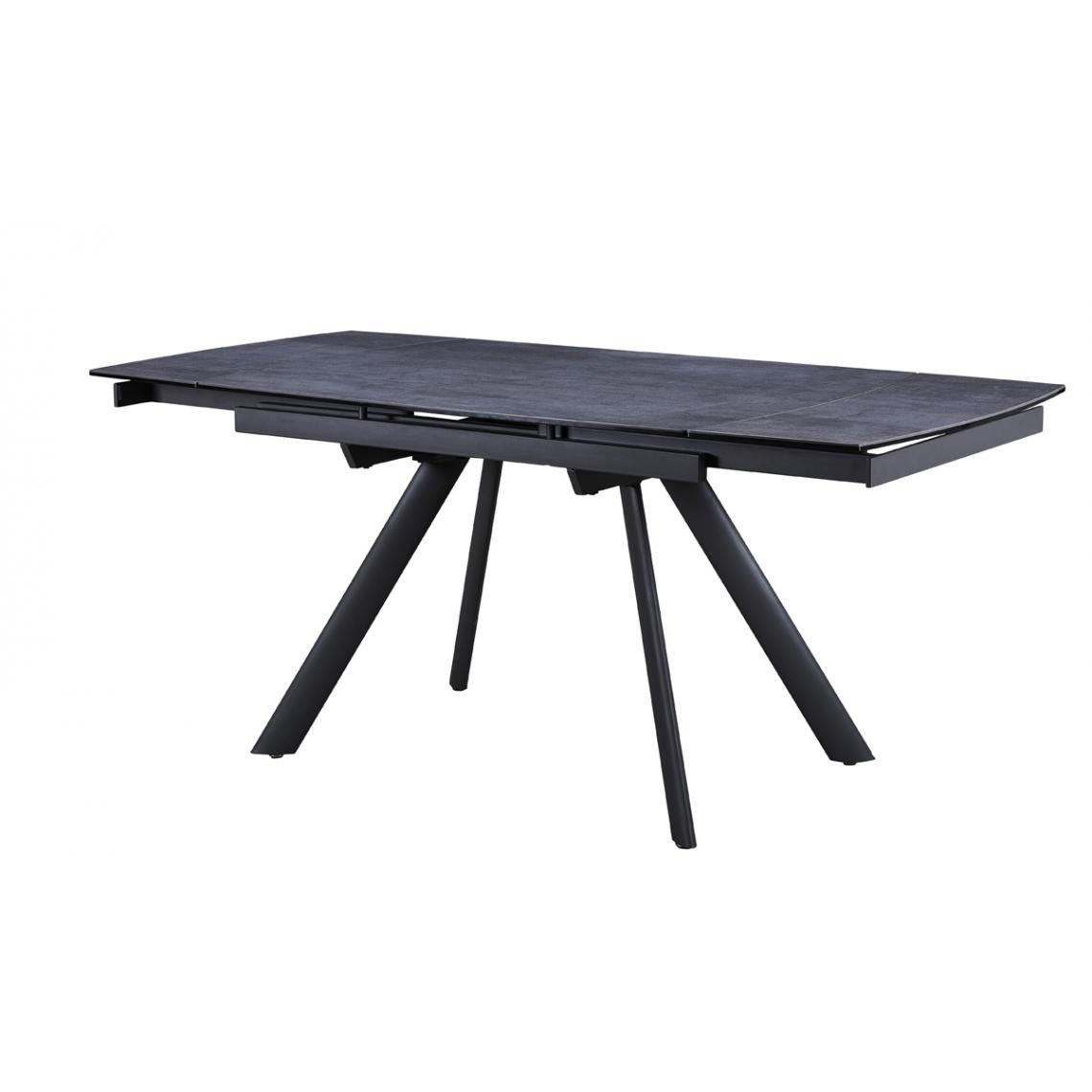 Pegane - Table de salle à manger extensible en acier / céramique coloris gris - Longueur 160 x largeur 90 x hauteur 75 cm - Tables à manger