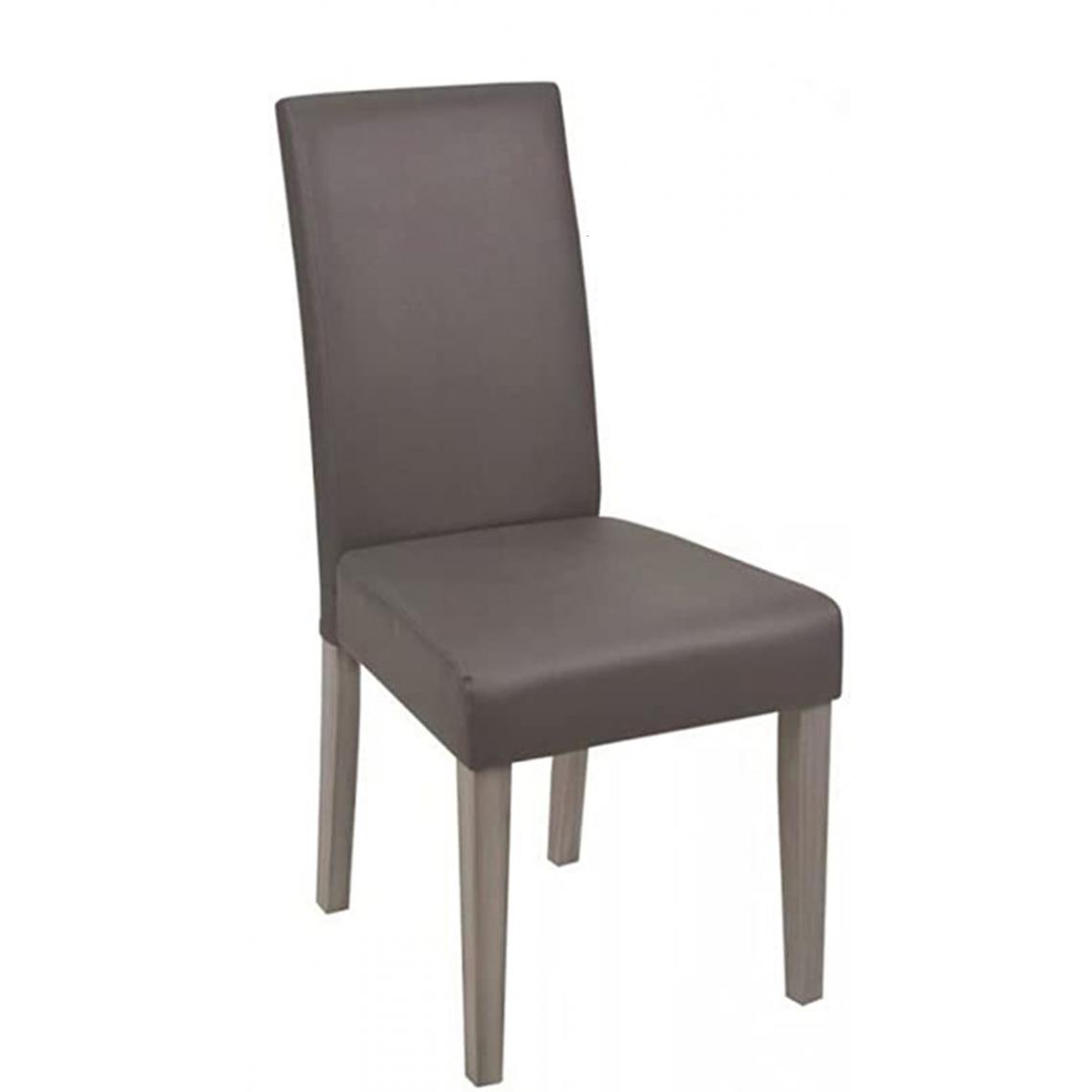 Pegane - Lot de 2 chaises en panneaux de particules et similicuir coloris gris - Dim : H 95 x P 56 x L 45cm -PEGANE- - Chaises