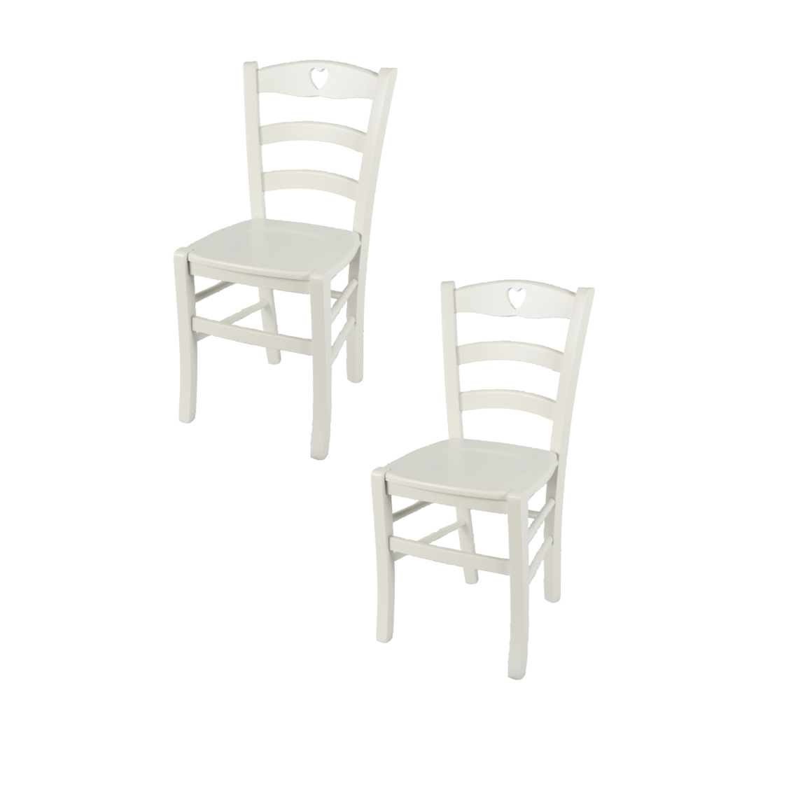T M C S - t m c s Tommychairs - Set 2 Chaises CUORE pour cuisine, bar et salle à manger, robuste structure en bois de hêtre peindré en couleur blanc glace et assise en bois - Chaises