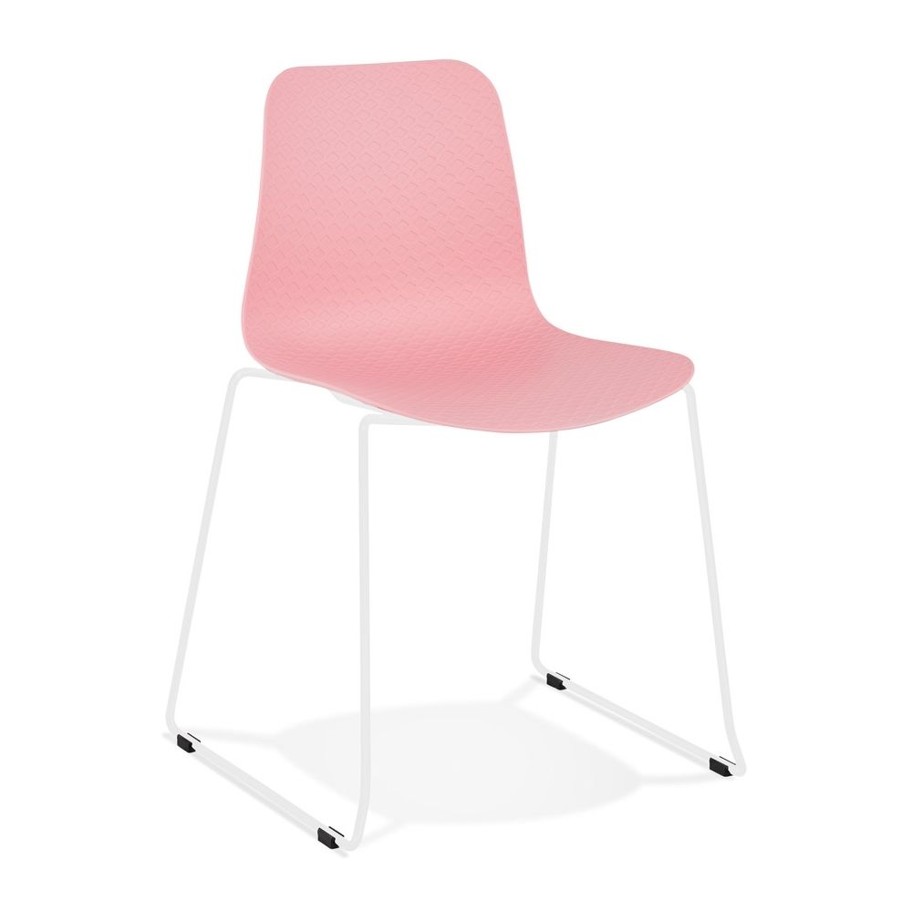 Alterego - Chaise moderne 'EXPO' rose avec pieds en métal blanc - Chaises