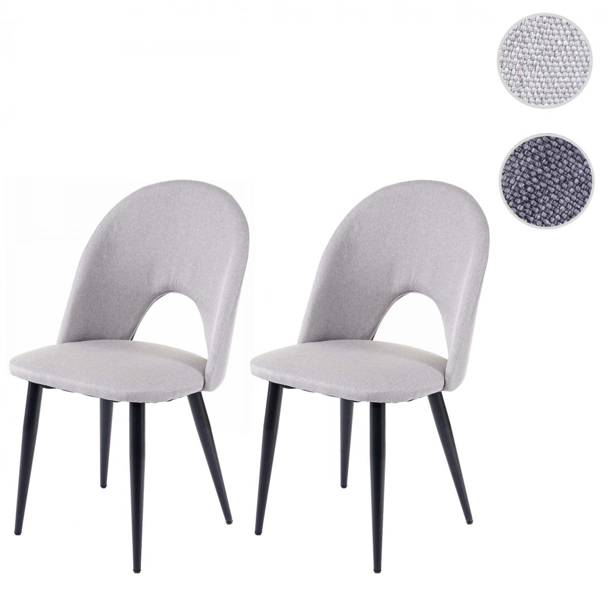 Mendler - 2x chaises de salle à manger HWC-D73, fauteuil, tissu ~ gris - Chaises