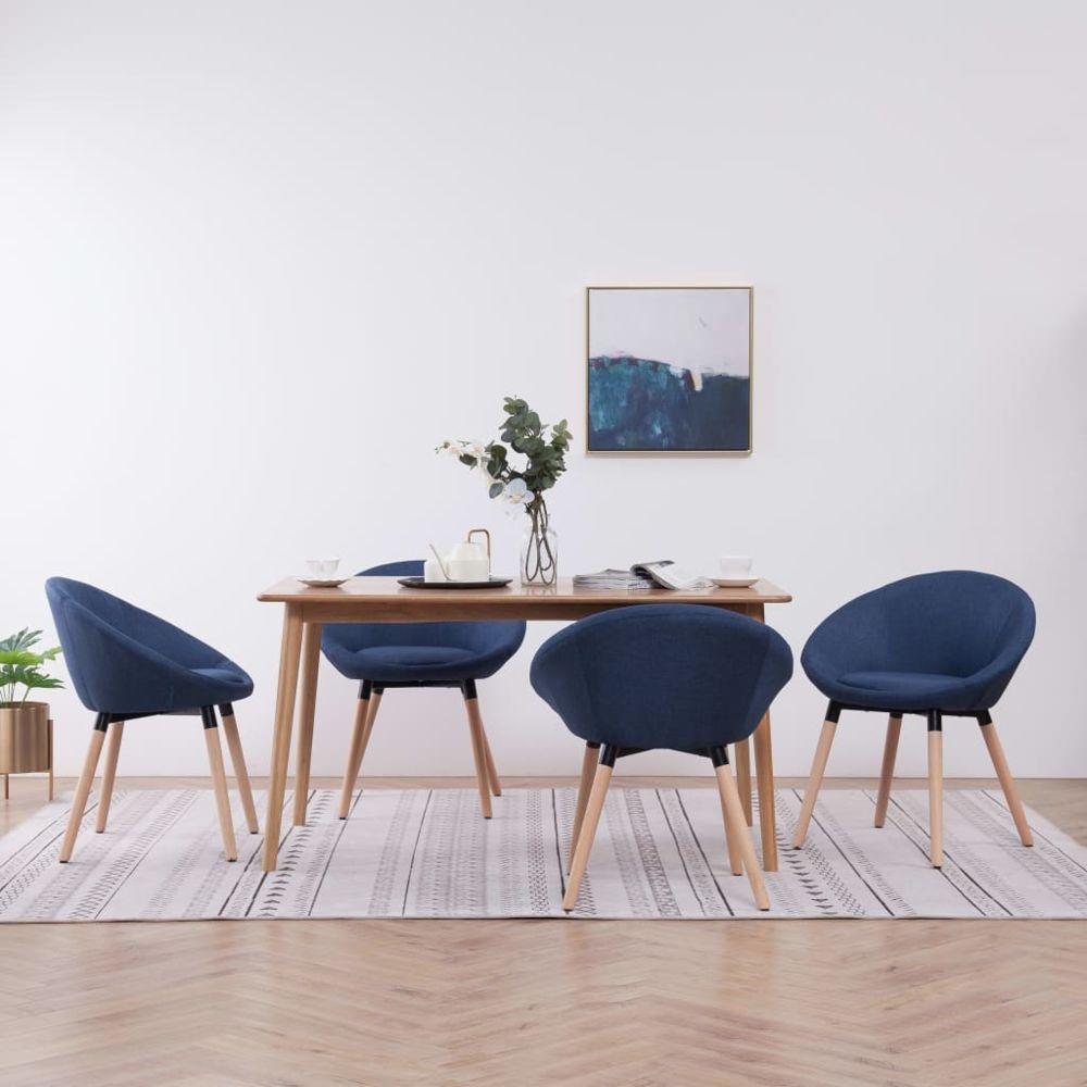 marque generique - Distingué Fauteuils et chaises categorie Alger 4 pcs Chaises de salle à manger Bleu Tissu - Chaises