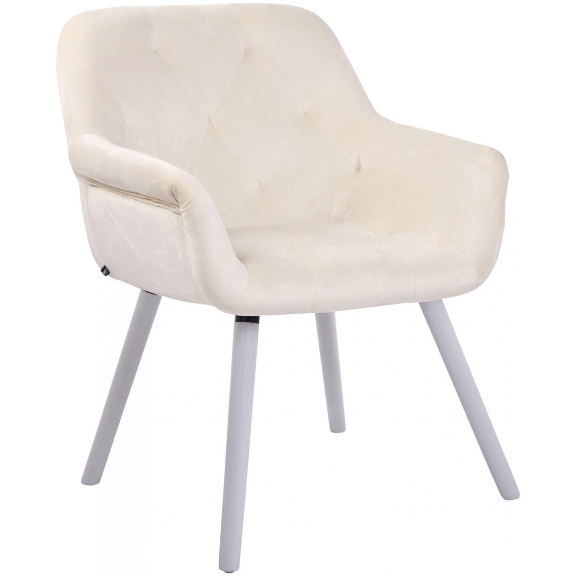 Icaverne - Stylé Chaise de salle à manger serie Khartoum velours blanc (chêne) couleur crème - Chaises