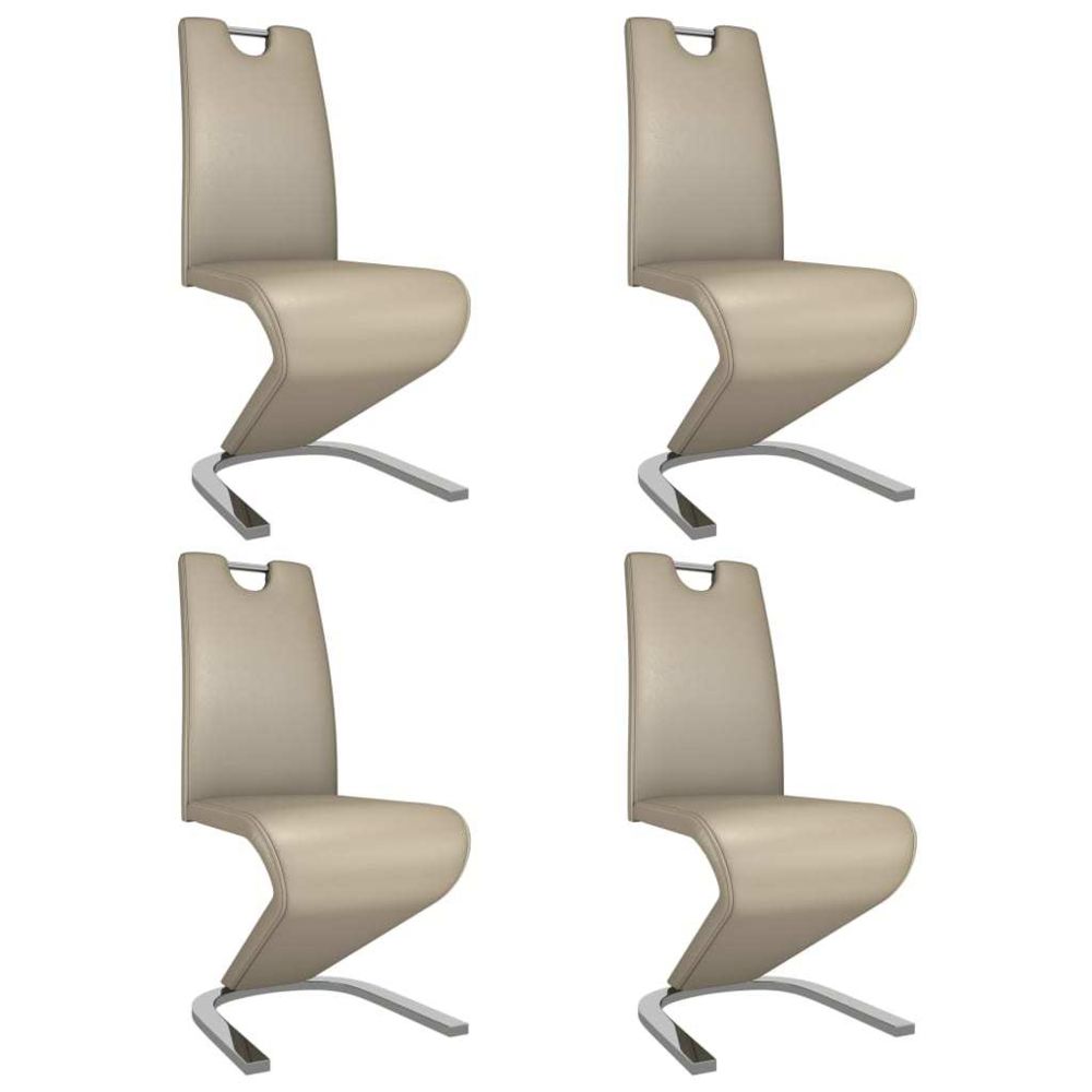 marque generique - Admirable Fauteuils et chaises gamme Bandar Seri Begawan Chaises à dîner avec forme de zigzag 4pcs Cappuccino Similicuir - Chaises