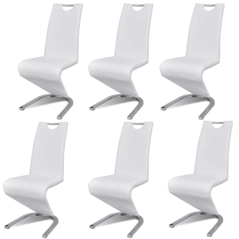 marque generique - Icaverne - Chaises de cuisine et de salle à manger reference Chaise de salle à manger 6pcs Cantilever Cuir synthétique Blanc - Chaises