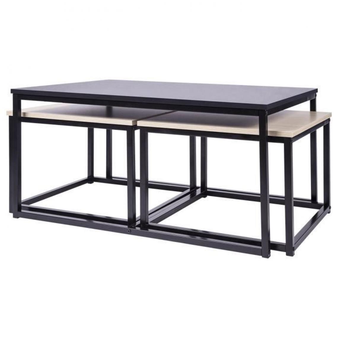 Cstore - Set de 3 Tables gigognes - Imitation bois - L 90 x P 60 x H 43 cm - Tables basses