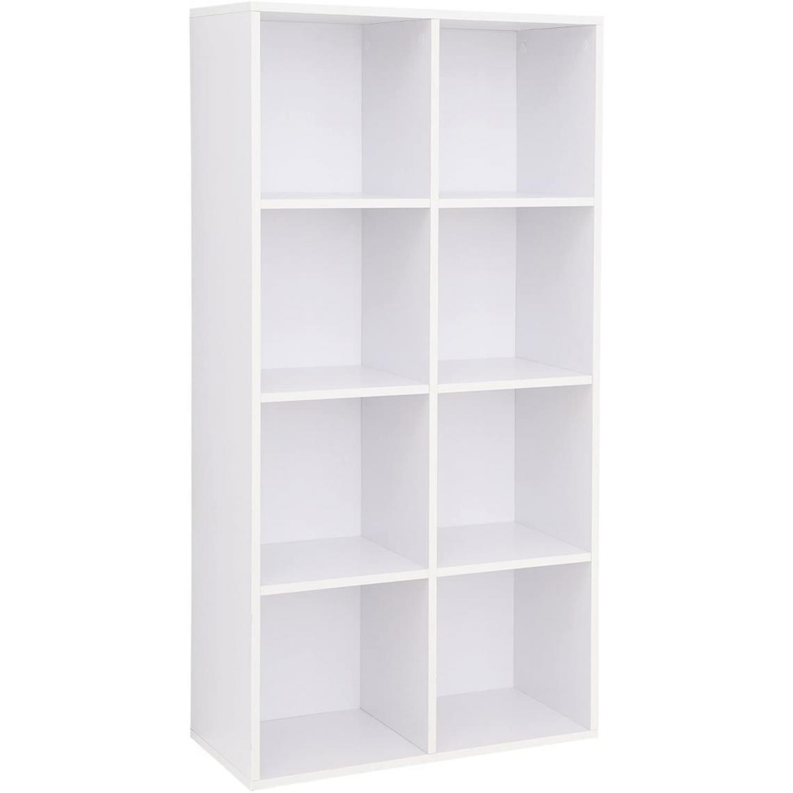 Helloshop26 - Bibliothèque étagère de rangement armoire 8 casiers bois blanc 12_0000252 - Etagères