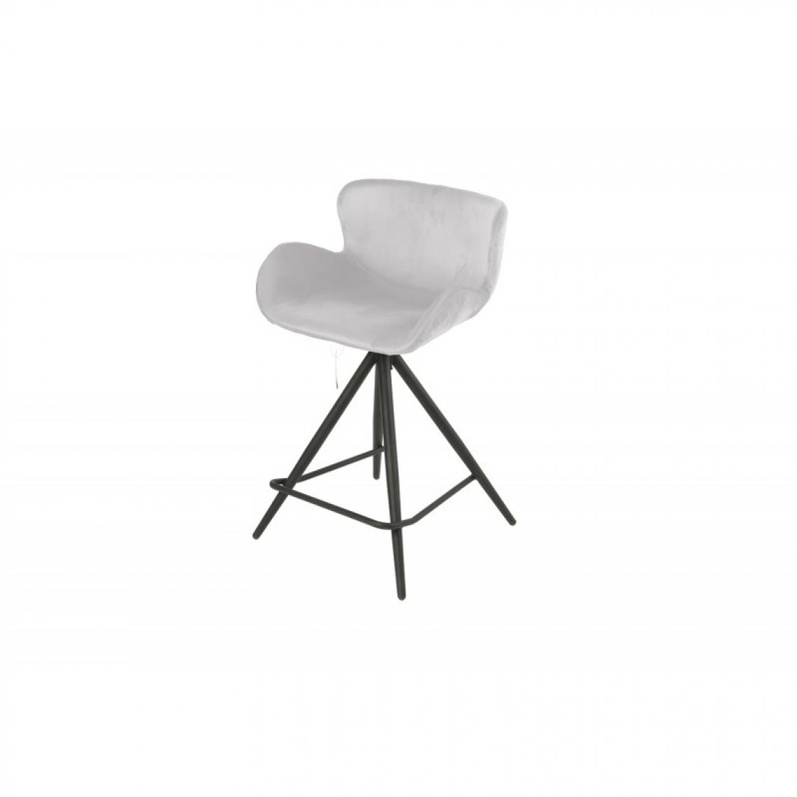 Meubletmoi - Chaise de bar en tissu velours gris clair et pieds métal - LOTUS - Tabourets