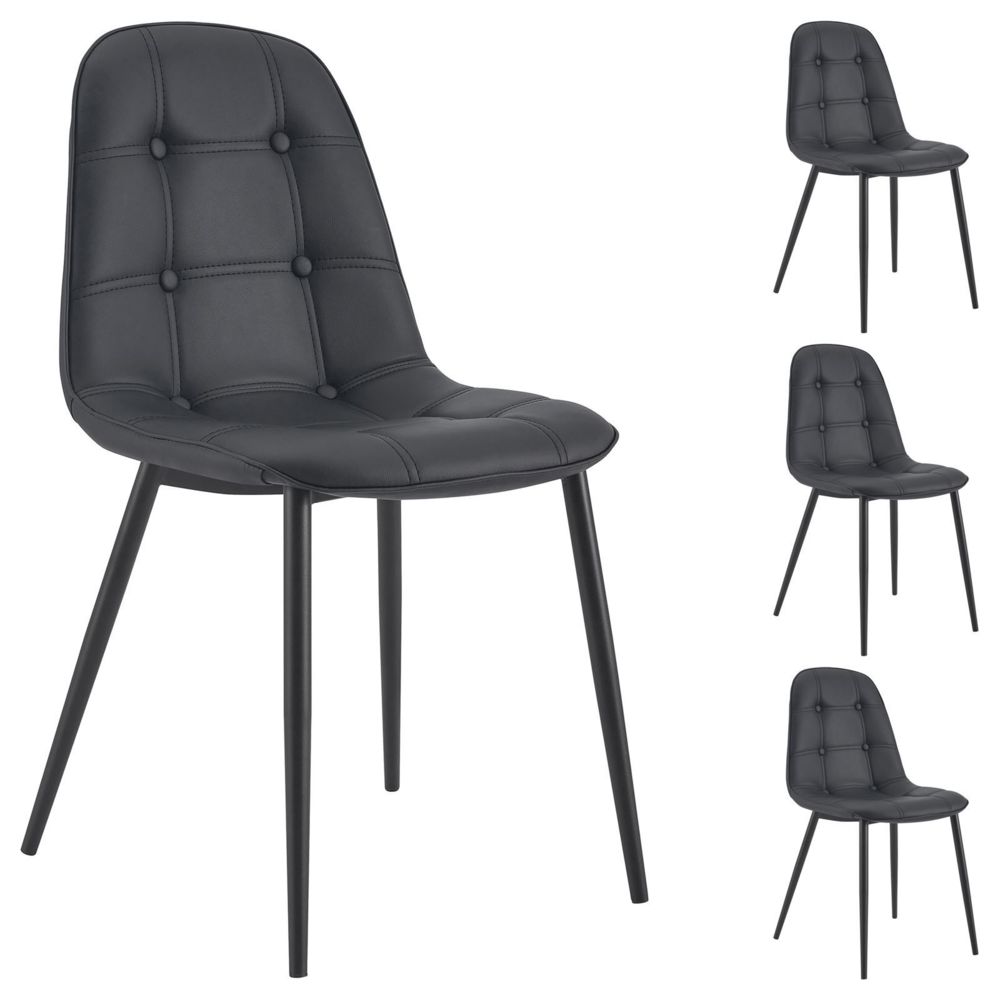 Idimex - Lot de 4 chaises ALVARO, en synthétique noir - Chaises