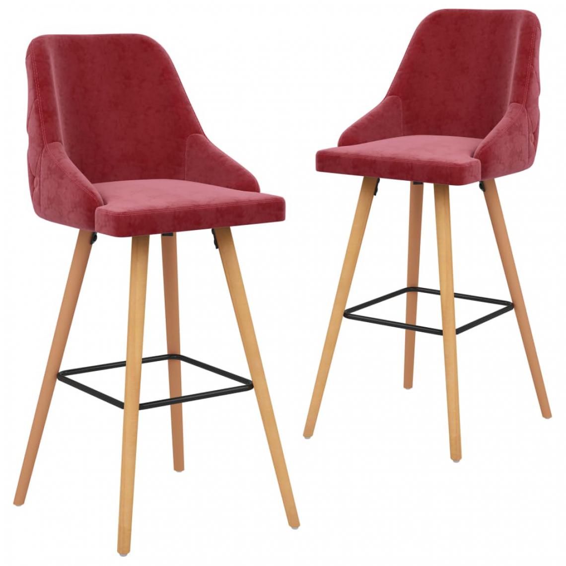 Icaverne - Admirable Fauteuils et chaises categorie Yaren Chaises de bar 2 pcs Rouge bordeaux Velours - Tabourets