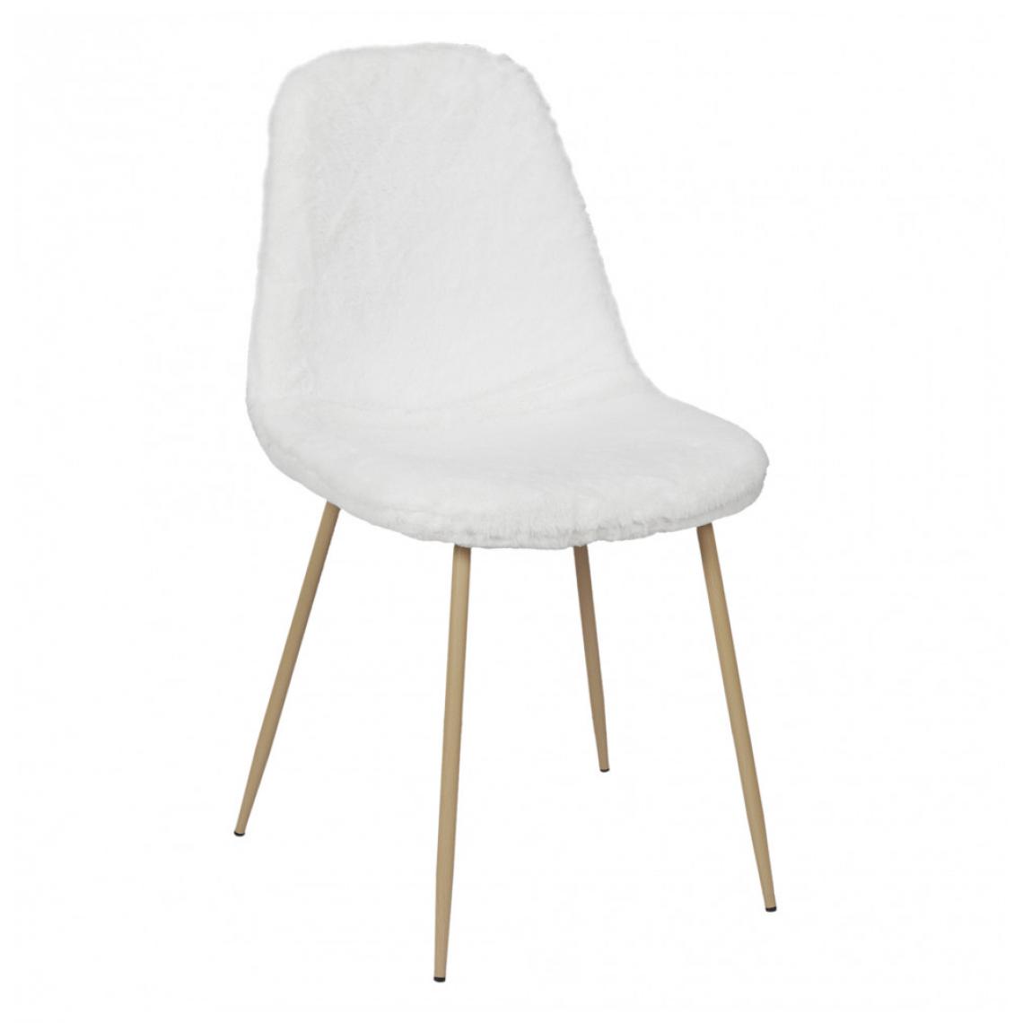 Ac-Deco - Chaise - imitation fourrure - L 54.7 cm x l 44,1 cm x H 85,2 cm - Aurea - Blanc - Chaises