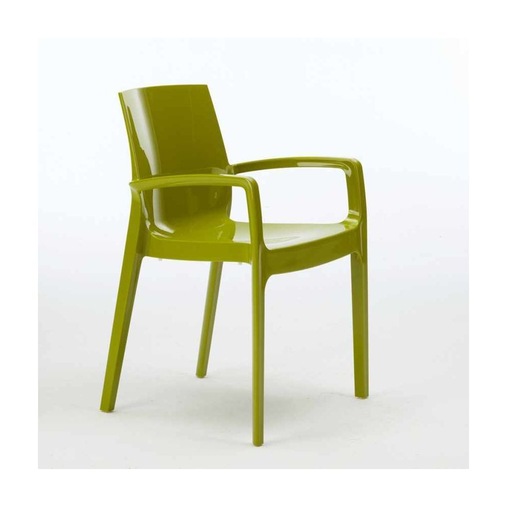 Grand Soleil - Chaise polypropylène empilable avec accoudoirs salle à manger Cream Grand Soleil, Couleur: Anis vert - Chaises