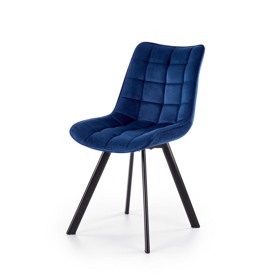 Hucoco - BENTO - Chaise rembourrée style moderne salon/chambre - 84x61x46 - Pieds en acier - Meuble de salle à manger - Bleu - Chaises