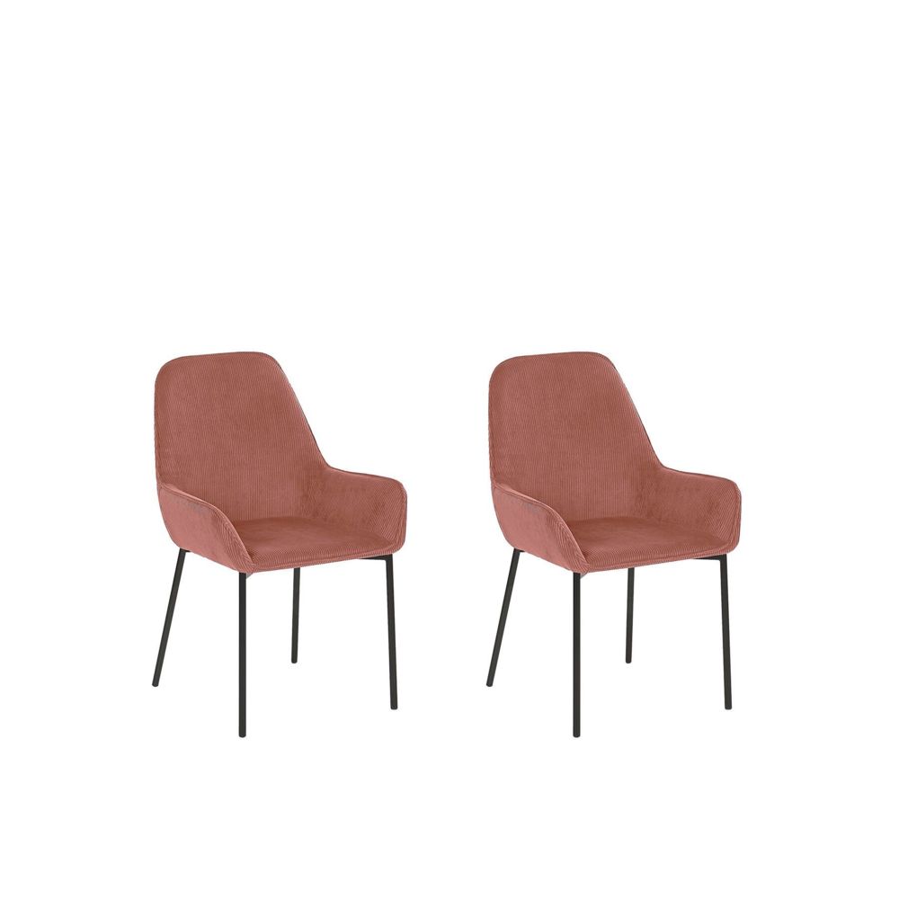 Beliani - Beliani Lot de 2 chaises de salle à manger en velours côtelé rose MANTECA - - Chaises