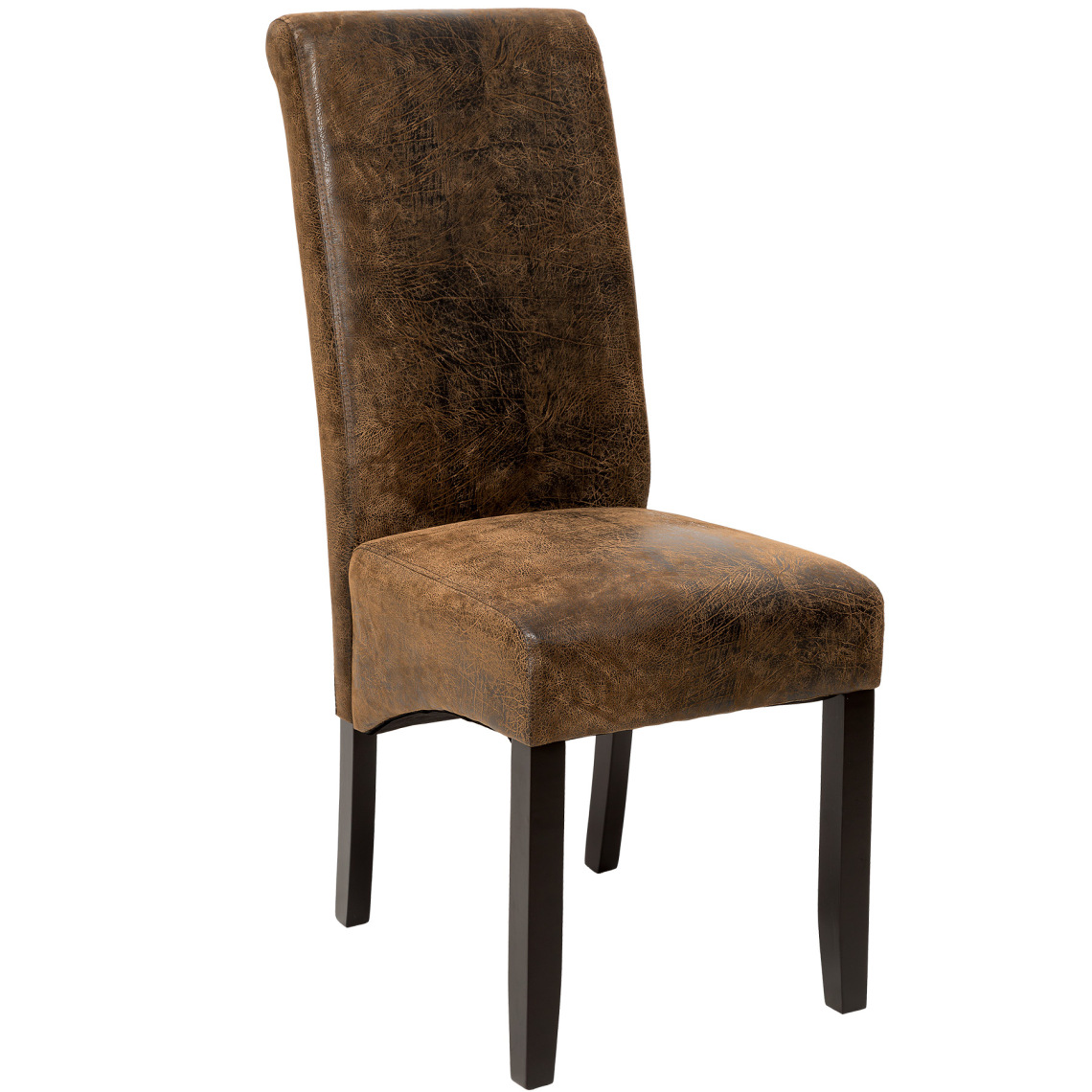 Tectake - Chaise aspect cuir - marron foncé - Chaises