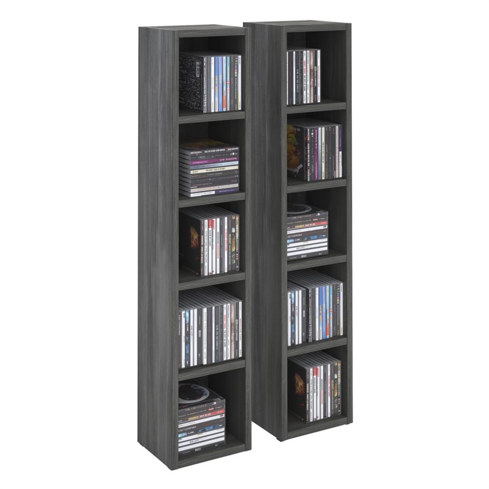 Idimex - Etagères modulables MUSIQUE pour CD et DVD, en mélaminé décor gris cendré - Etagères