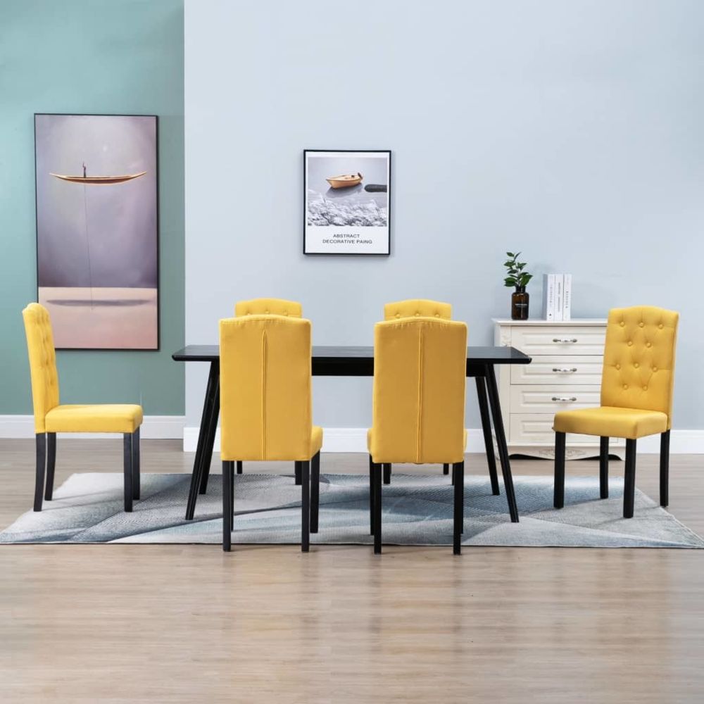 marque generique - Splendide Fauteuils et chaises collection Lomé Chaises de salle à manger 6 pcs Jaune Tissu - Chaises
