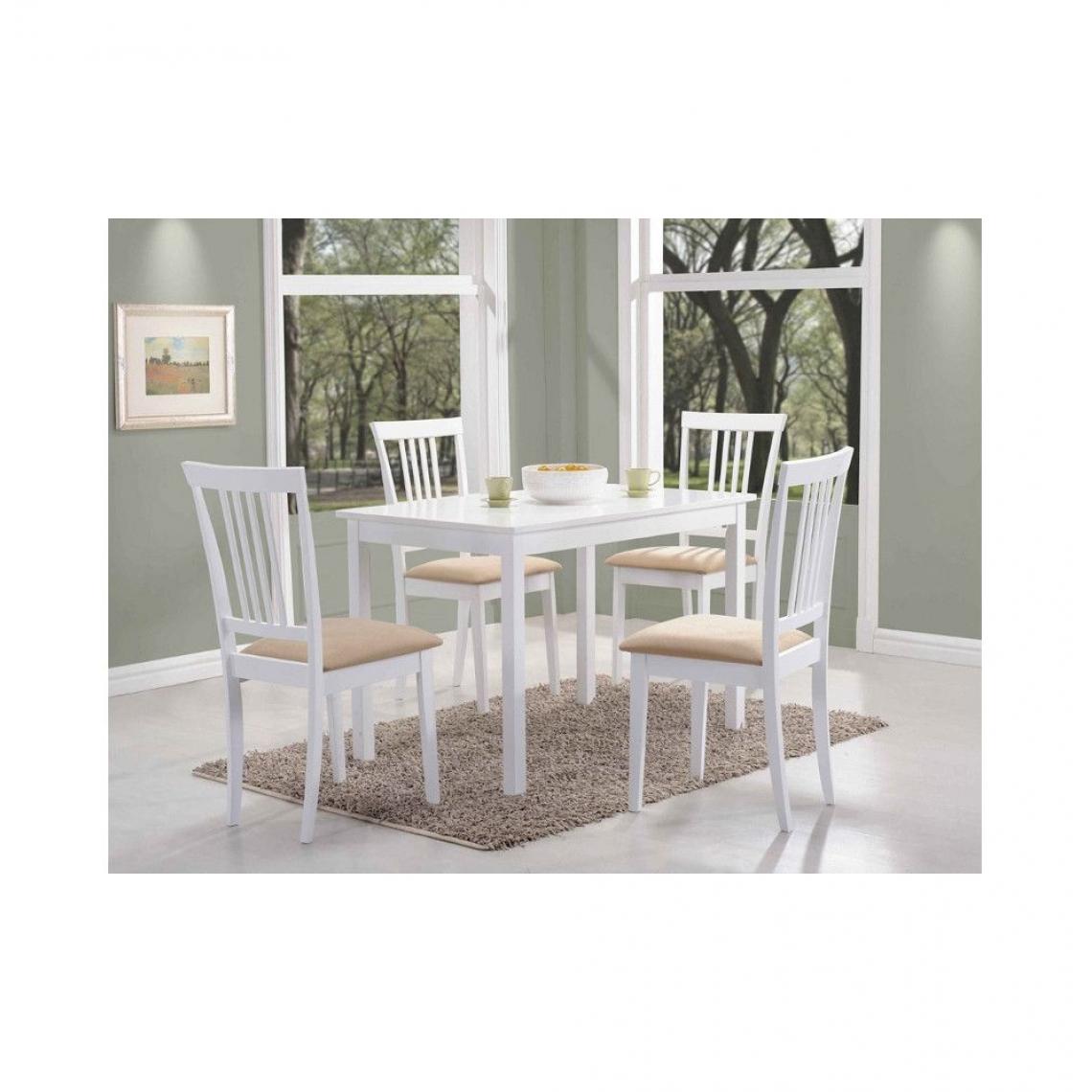 Ac-Deco - Table rectangulaire 6 personnes - Fiord - 110 x 70 x 74 cm - Blanc - Tables à manger