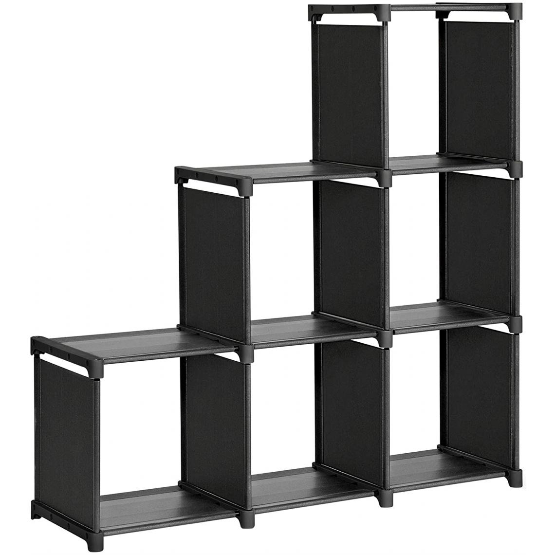 Helloshop26 - Étagère meuble de rangement escalier 6 casiers noir 12_0000565 - Etagères