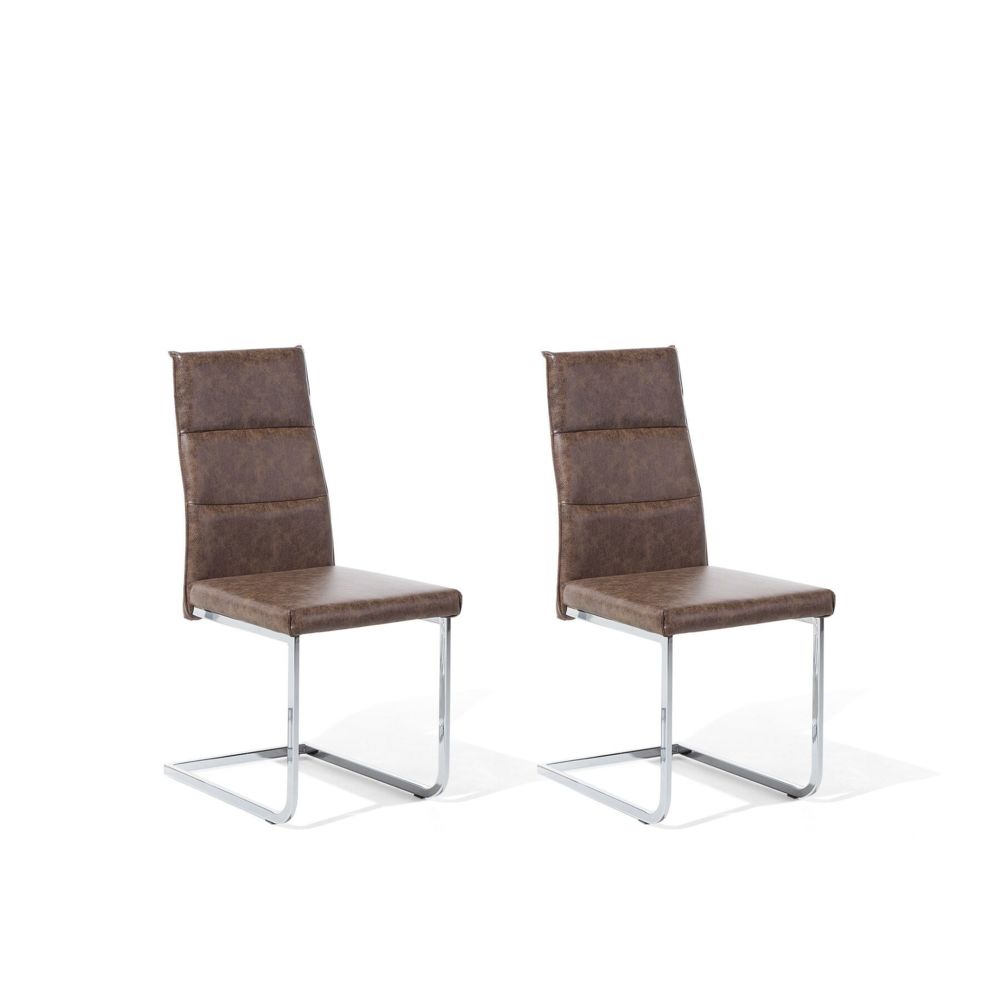 Beliani - Beliani Lot de 2 chaises en simili-cuir marron clair ROCKFORD - marron - Chaises