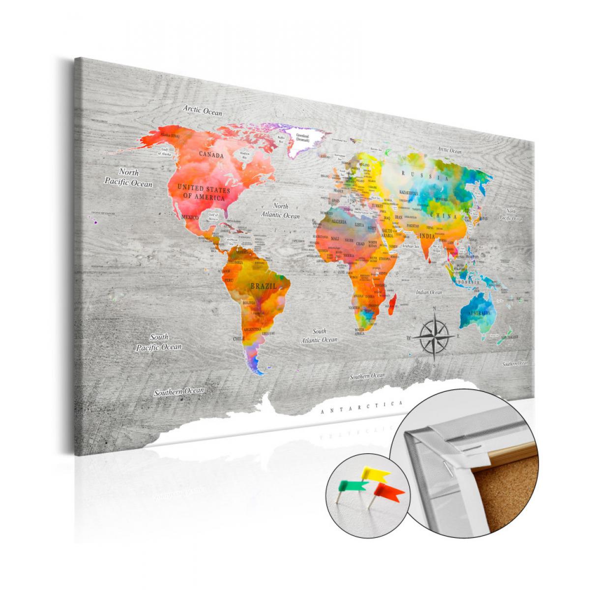 Artgeist - Tableau en liège - Multicolored Travels [Cork Map] 90x60 - Tableaux, peintures