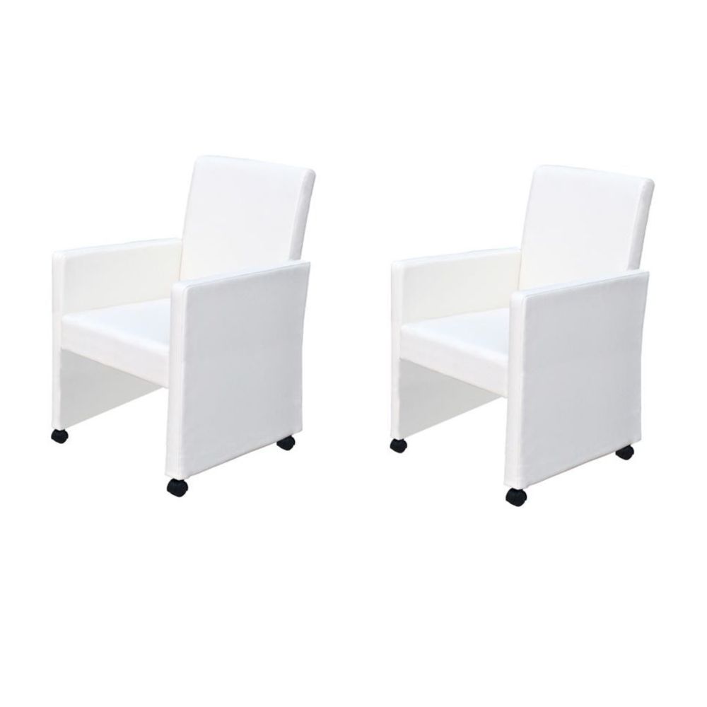 Vidaxl - Chaises de salle à manger 2 pcs Cuir artificiel Blanc - 60347 | Blanc - Chaises