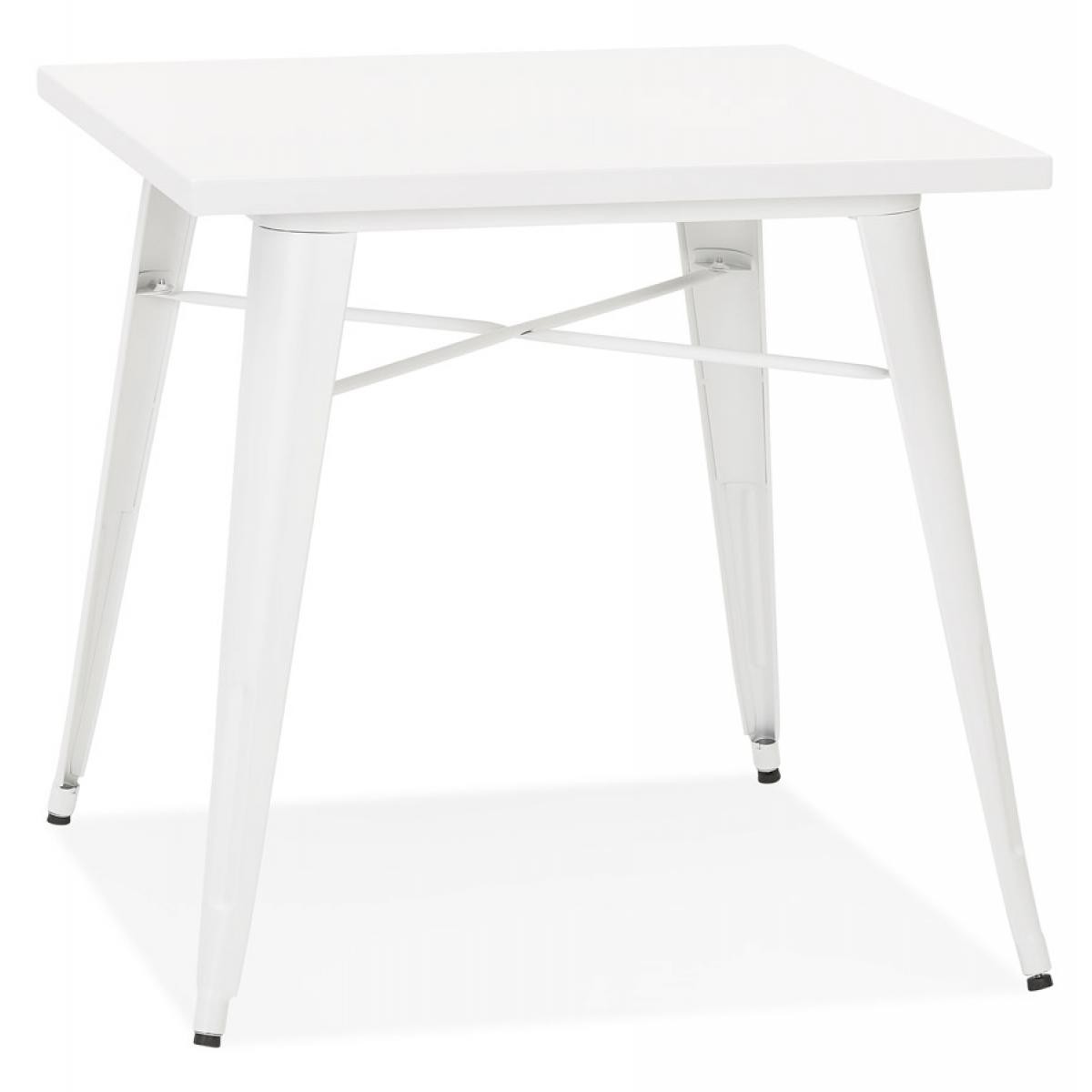 Alterego - Petite table à dîner style industriel 'LALOU' blanche - 76x76 cm - Tables à manger