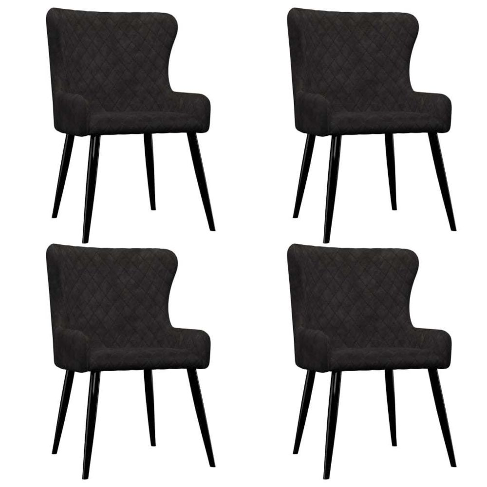marque generique - Admirable Fauteuils et chaises ligne Washington Chaises de salle à manger 4 pcs Noir Velours - Chaises