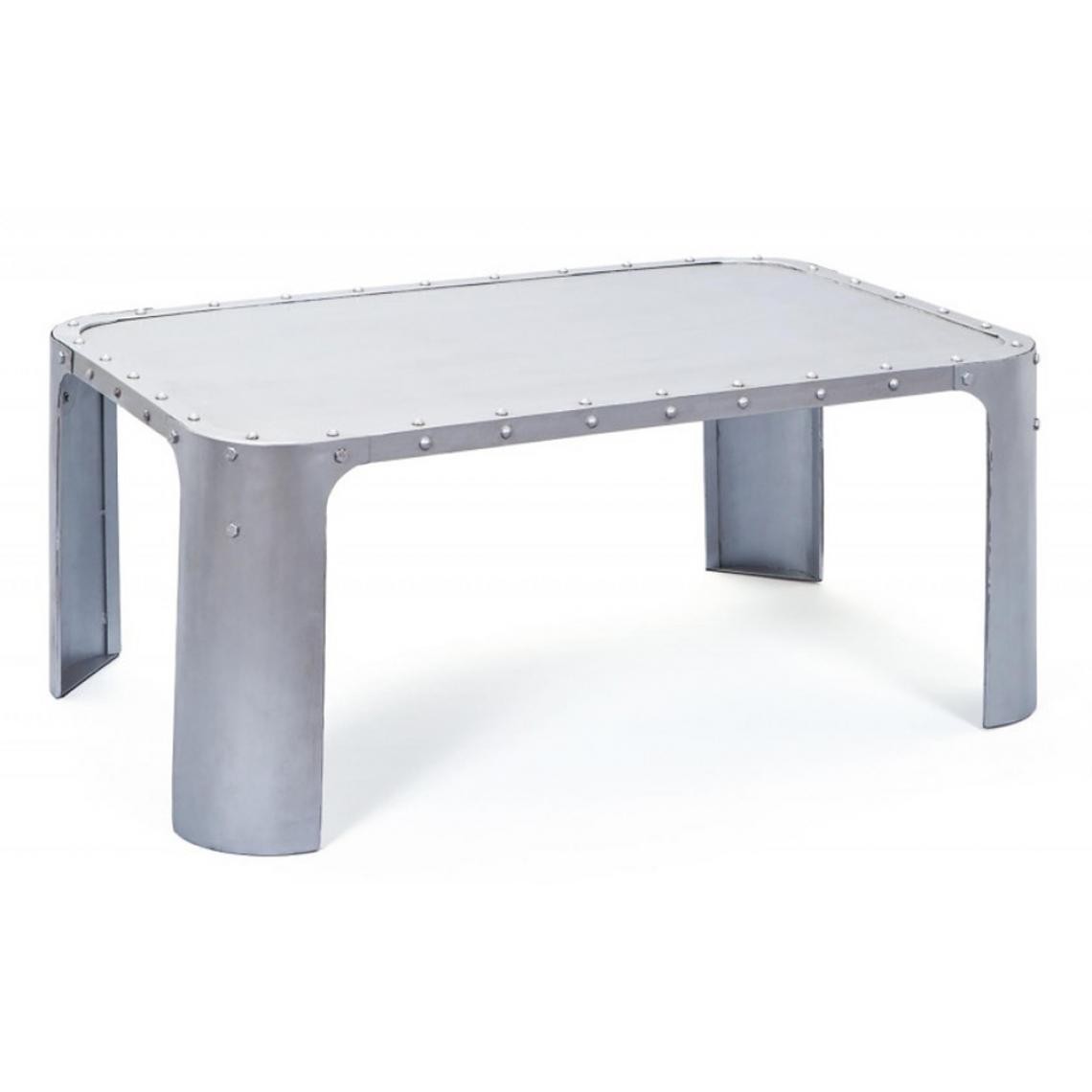 Pegane - Table basse coloris argent en métal, 110 x 70 x 45 cm - Tables basses