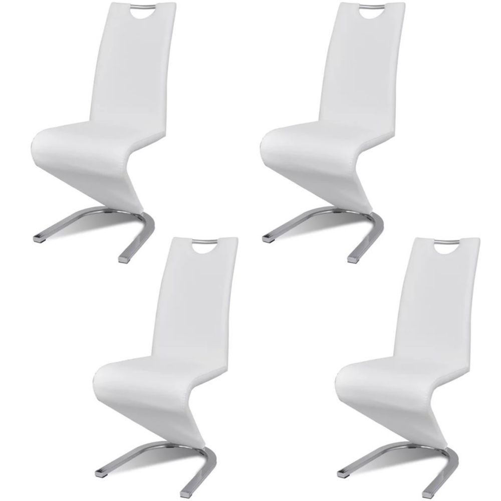 marque generique - Icaverne - Chaises de cuisine et de salle à manger ligne Chaise de salle à manger 4pcs Cantilever Cuir synthétique Blanc - Chaises