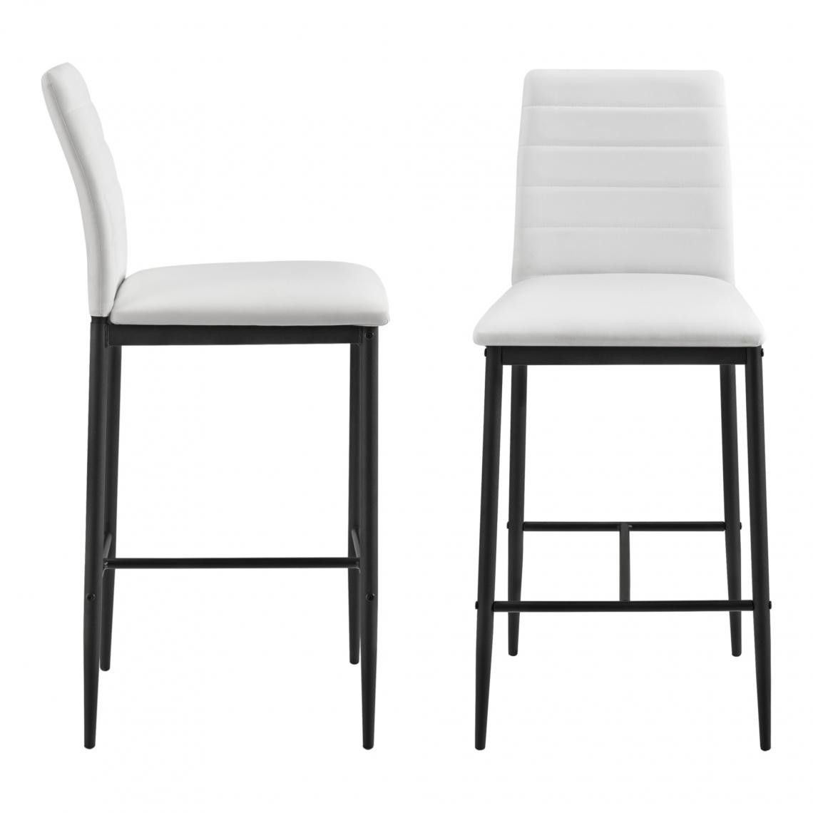 Helloshop26 - Lot de 2 tabourets chaises de bar avec pieds en acier et hauteur 66 cm blanc noir 03_0005786/2 - Tabourets