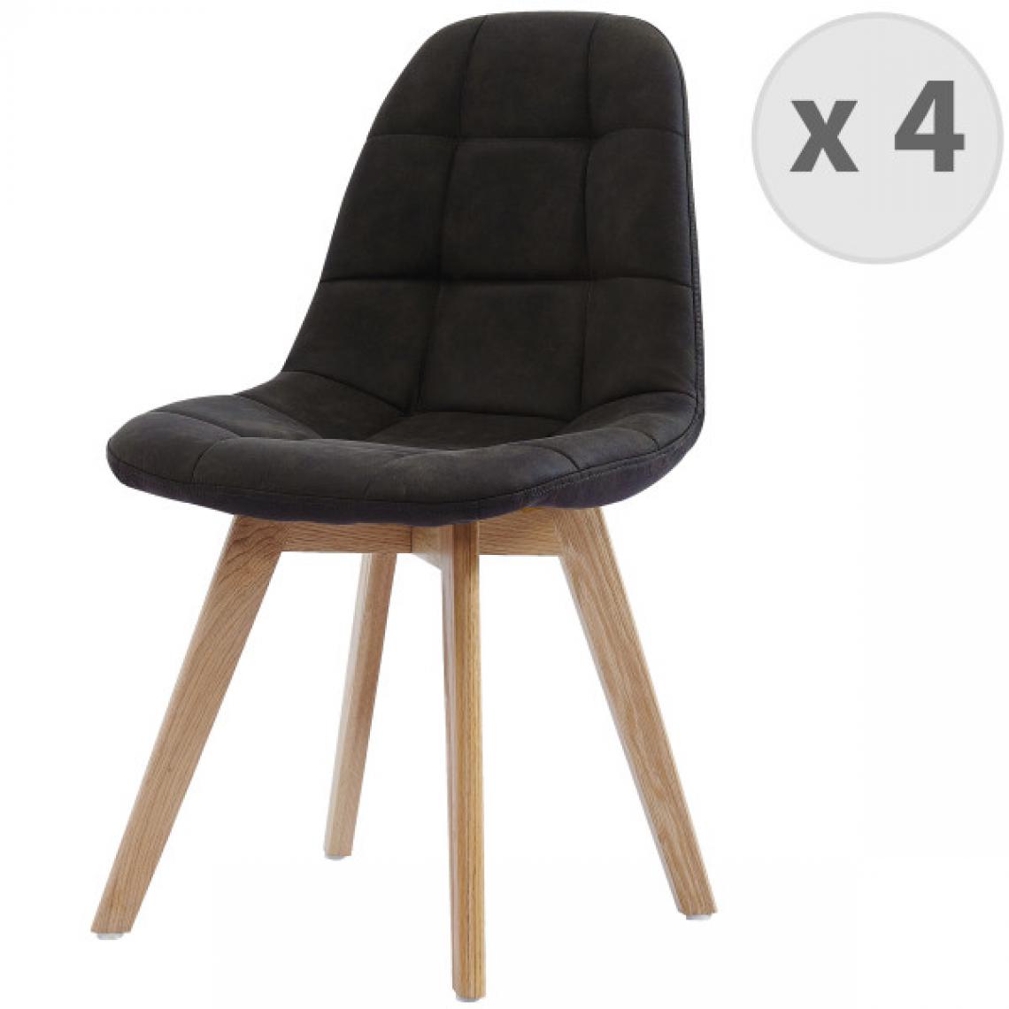 Moloo - STELLA OAK-Chaise vintage microfibre vintage ébène pieds chêne (x4) - Chaises