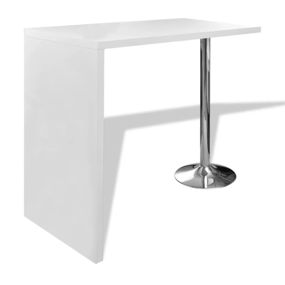 marque generique - Icaverne - Tables de salle à manger et de cuisine collection Table de bar MDF avec 1 pied en acier Haut brillance Blanc - Tables à manger