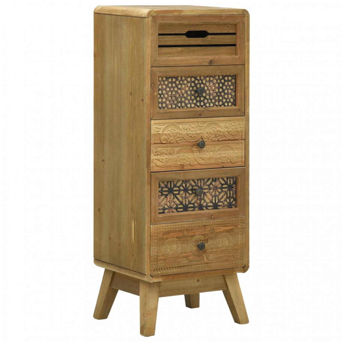 Icaverne - Esthetique Armoires et meubles de rangement selection Katmandou Buffet avec 5 tiroirs Marron 37x30x97,5 cm Bois - Buffets, chiffonniers